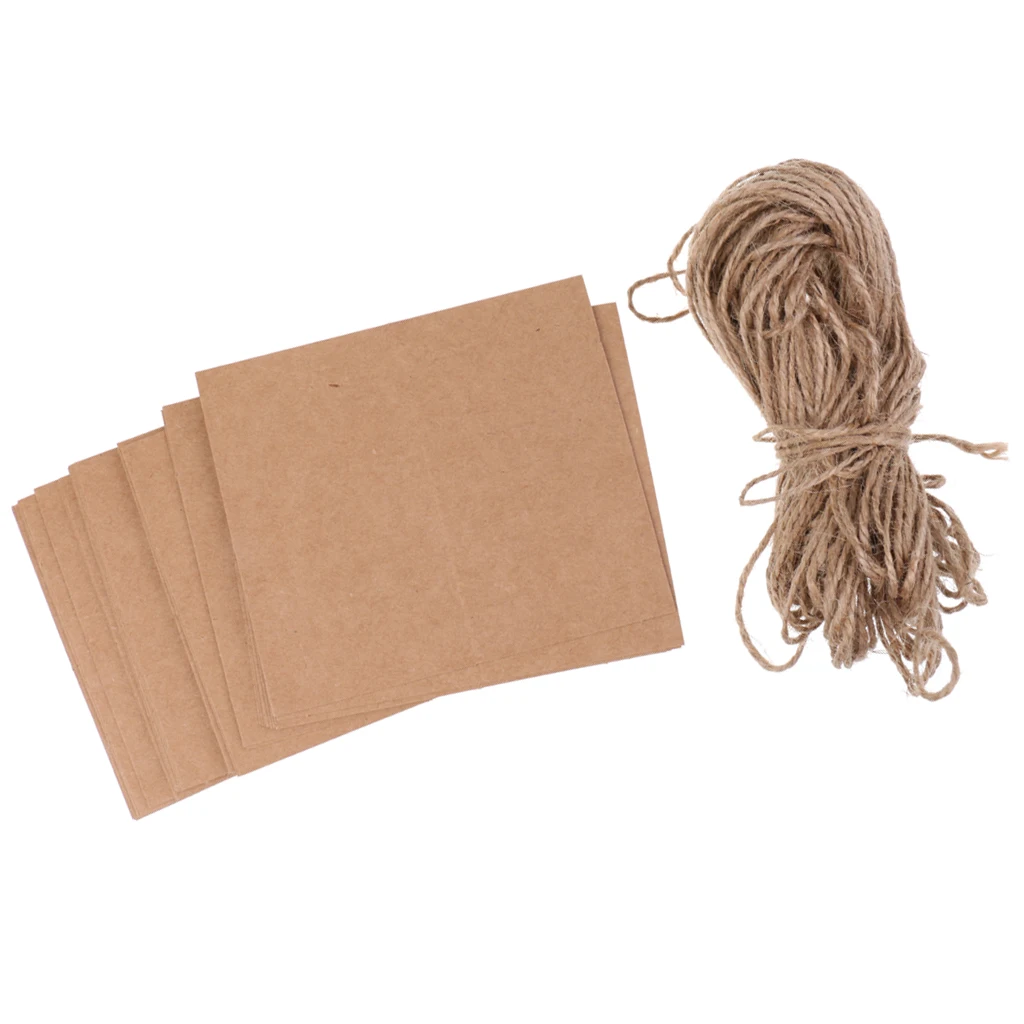 MagiDeal 50 Vintage Wedding Table Cards Blank Kraft Paper Place Name Cards Ceremony Invitations 10.2 x 8.9 cm