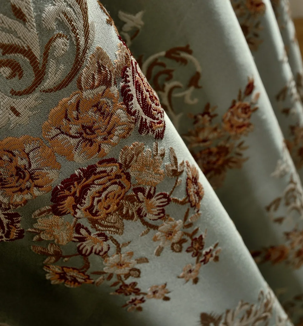 Europea Jacquard Cortinas de alta precisión Floral apagón francés ventana Cortinas para la sala cortina moderno dormitorio de lujo