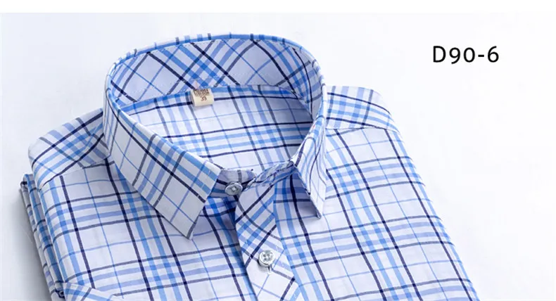 Checkered shirts for men Summer short sleeved leisure slim fit Plaid Shirt square collar soft causal male tops with front pocket