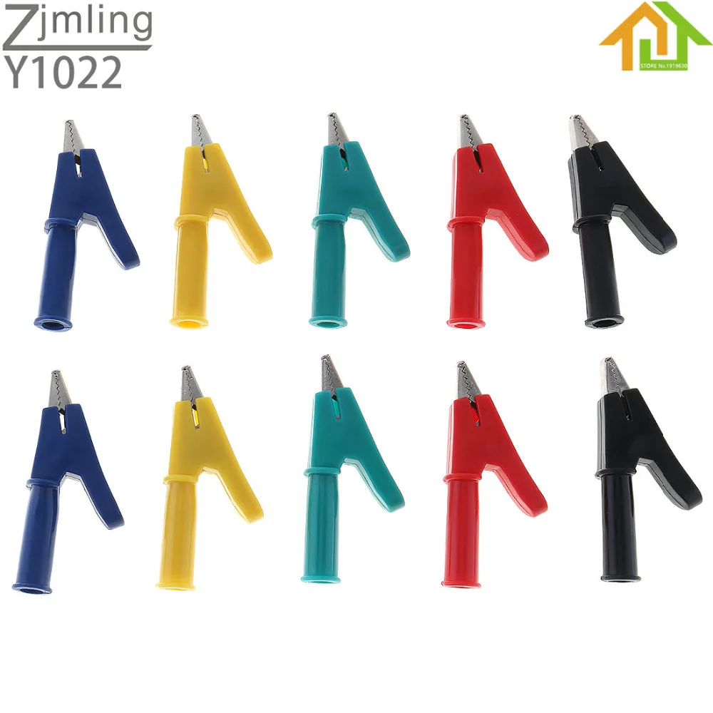 Clipe de Fio Clipe com Soquete de 4mm Jack com 10mm Pces Totalmente Isolado Crocodilo Jacaré Banana Aberto Teste Braçadeira 10