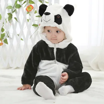 

2019 Winter Baby Panda Jumpsuit warmly Infant child thicken rompers Cute Hooded Zipper Baby boys Onesies