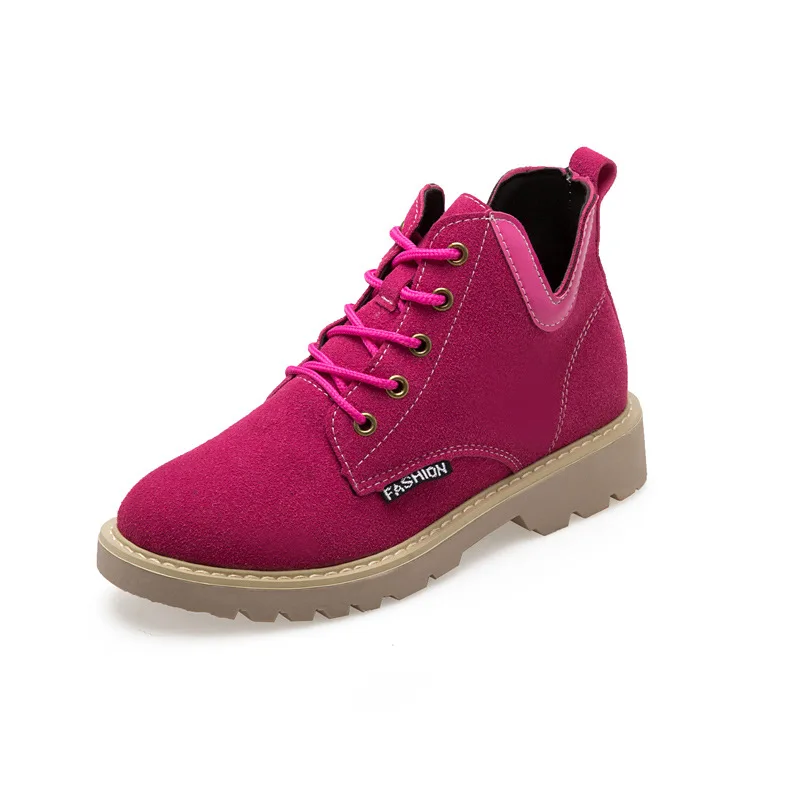 

Fashion Leisure Retro Motorcycle Boots Women Ankle Round Toe Med Lace up Martin Boots Hoof Heels Solid Punk Ladies Shoes