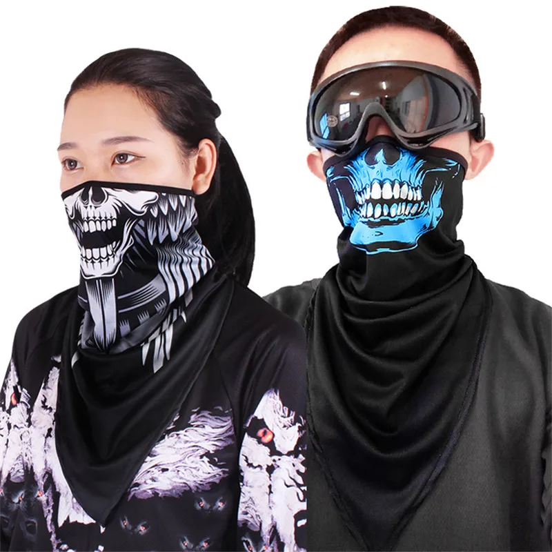Skull Bandana Unisex Scarf Motorcycle Multifunctional Face Mask Triangle Magic Scarf Windproof Dustproof Mask cycling bandana,bandana headscarf,multifunctional bandana