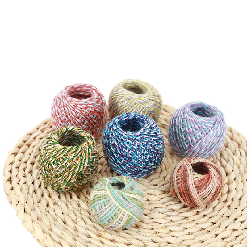 

60M/Roll Natural Contrast Color Hemp Rope DIY Hang Tag Jute Cords Wedding Party Home Fabric Woven Decorative Gift Packing String