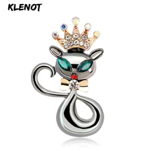 Стразы, корона, броши-кошки для женщин, животное, брошь Лисичка, булавки, ретро серебро, брошь, бант, украшение для шарфа, одежда, ювелирное изделие, подарок