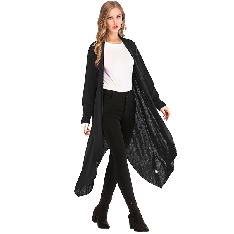 FLORATA Women's Long Open Front Drape Lightweight Maxi Long Sleeve Cardigan Sweater Solid Color Open Stitch Fashion Street Wear