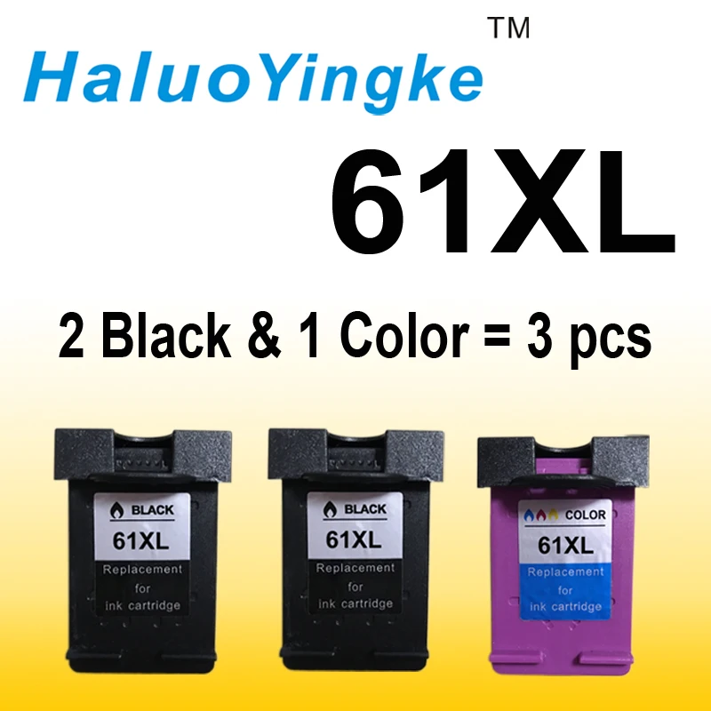 3pcs 61XL Remanufactured Ink Cartridge Replacement for HP 61 for