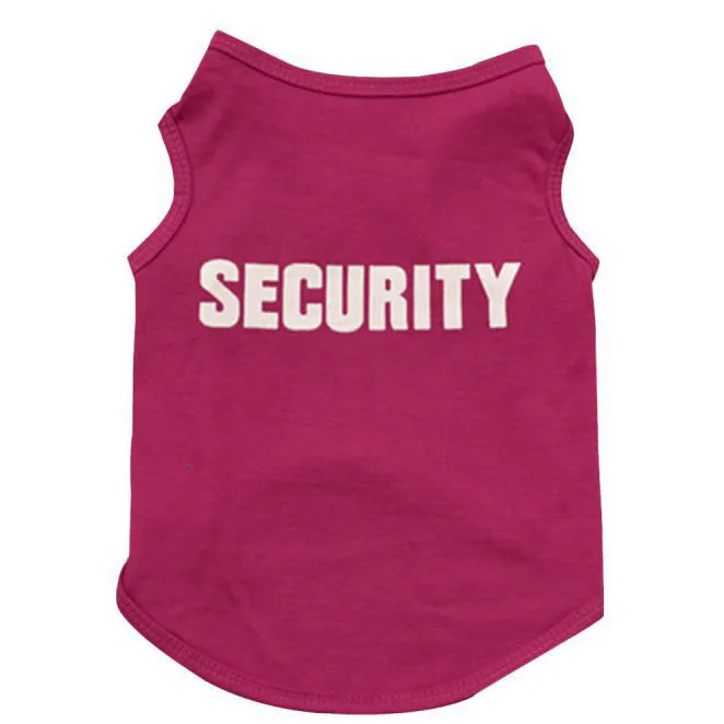 SECURITY Printed Puppy vests Clothes Pet Tank Pug Vest Cotton T Shirt Apparel chaleco para perro colete para cachorro#A