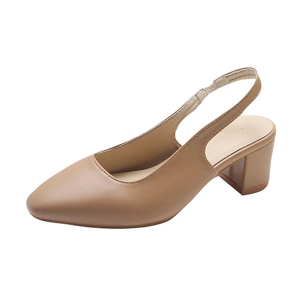 Women's sandals Elegant Pointed Toe Shoes Classics Office Lady Footwear Buckle Strap Solid Sandal Female Soft Square Heel Sandal