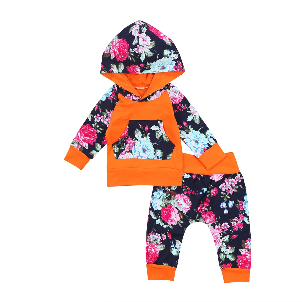 Pudcoco Newborn Baby Girls Floral Hooded Tops Sweater
