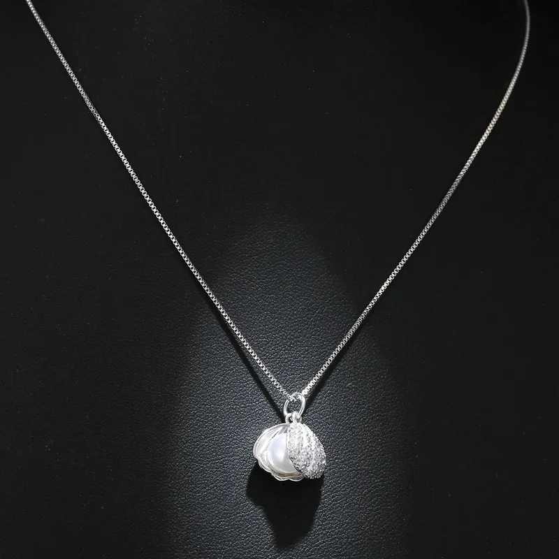 

New Arrivals Genuine Silver Necklace Shell Beads Pendant Necklaces For Women 925 Sterling Silver Choker Necklace Jewellery