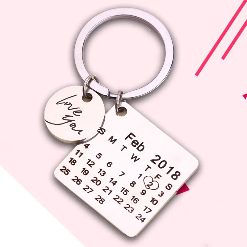 Personalized Calendar Keychain Date Customized Custom Key Chain