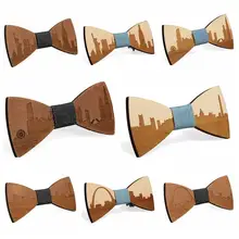 Натуральные Деревянные джентльменские бабочки ручной работы американский город шоу бабочка Свадебная вечеринка галстуки-бабочки деревянный уникальный галстук