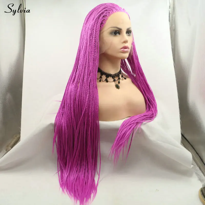 rose pink braided synthetic wig (5)