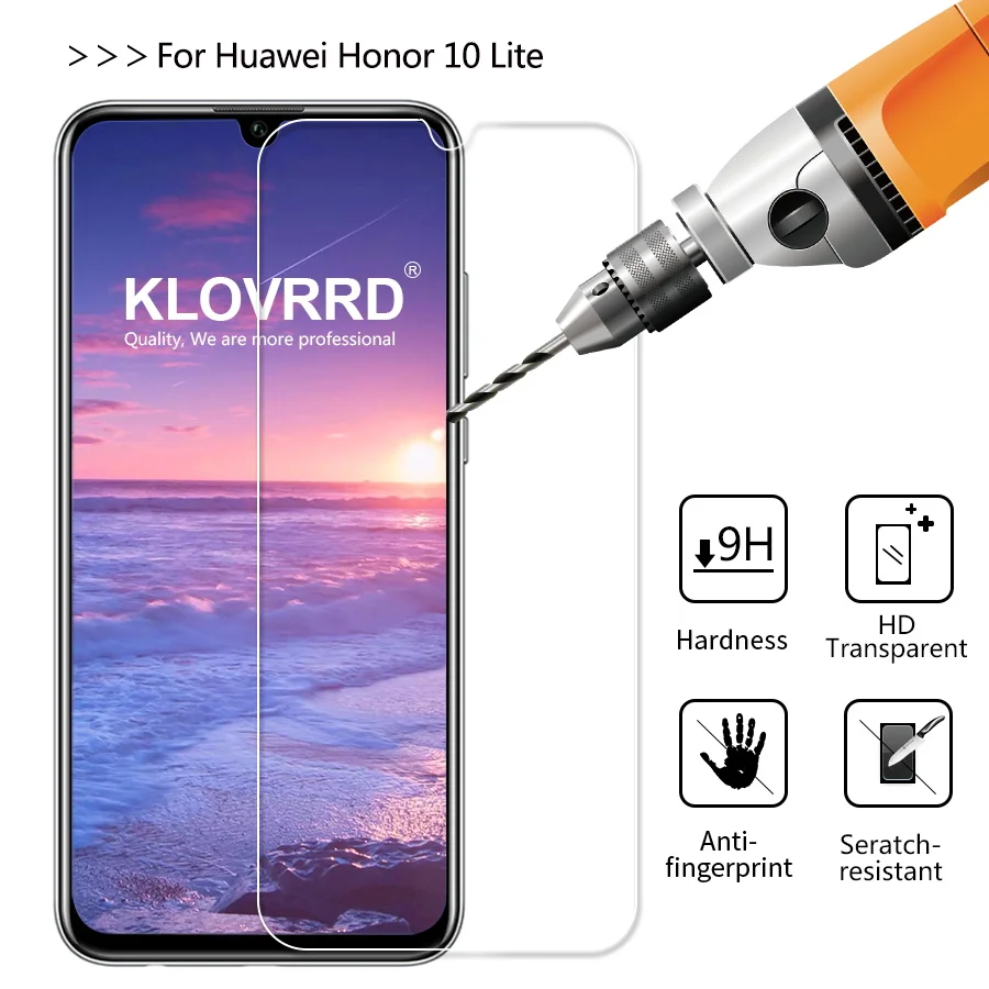 KLOVRRD 2.5D Закаленное стекло для huawei Honor 10 Lite 9 H прозрачная защитная пленка против