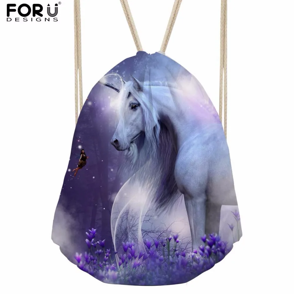 FORUDESIGNS Horse Women Mochila Small Female Drawstring Bag String Sport Bags for Fitness Kids Girls School Bag Cinch Sackpack