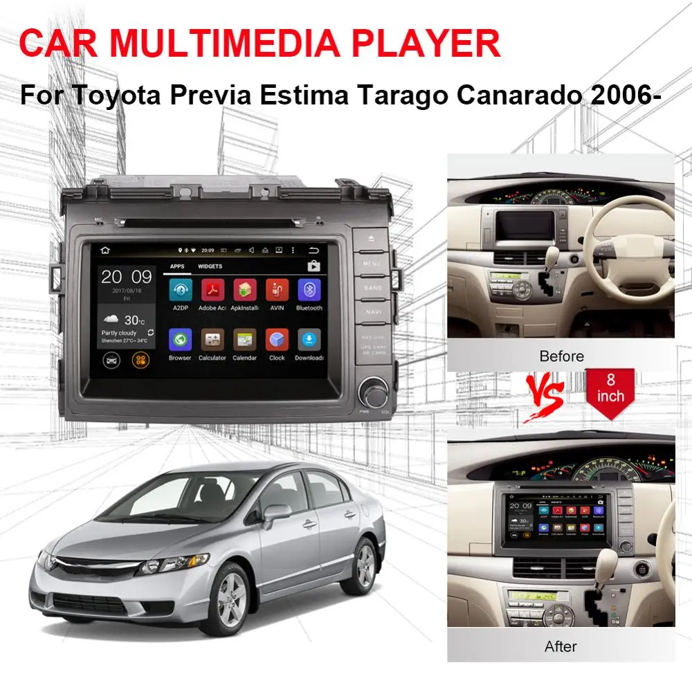 Best Android 8.0 Octa Core Car GPS Head Unit For Toyota Previa Estima Tarago Canarado 2006- DVD Multimedia Player Auto Radio Stereo 3 Best Android 8.0 Octa Core Car GPS Head Unit For Toyota Previa Estima Tarago Canarado 2006- DVD Multimedia Player Auto Radio Stereo 3