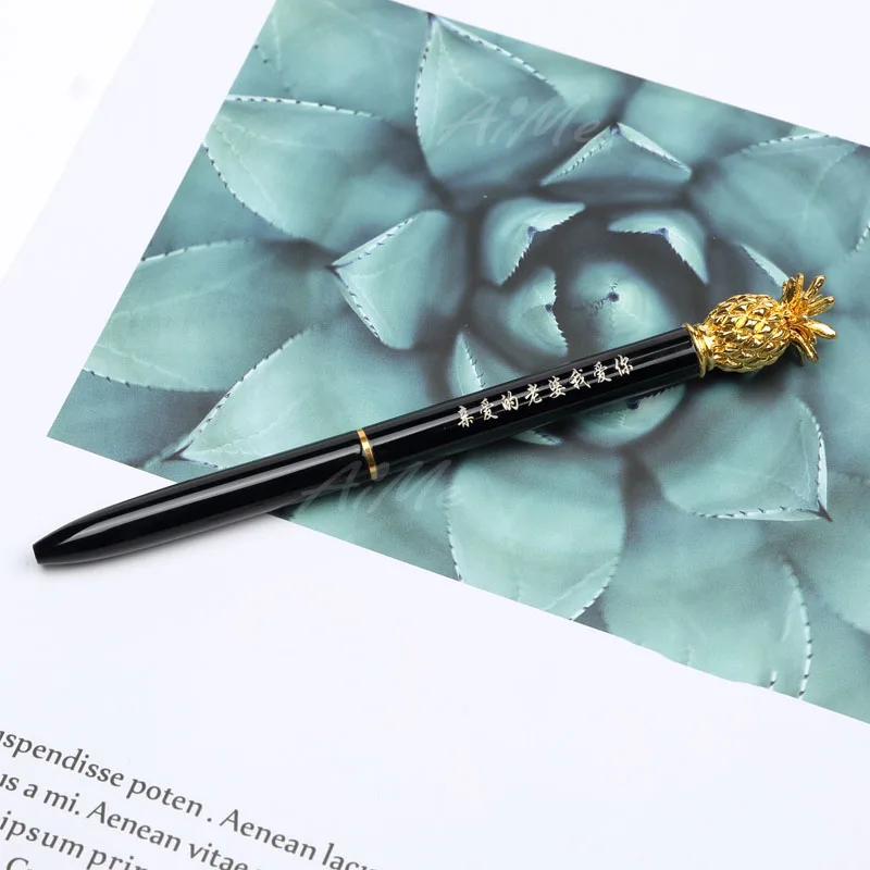 1 шт. 0,7 мм креативные металлические шариковые ручки в виде ананаса для девочек Kawaii рекламные подарочные ручки лазерные пользовательские логотипы студенческие канцелярские призы