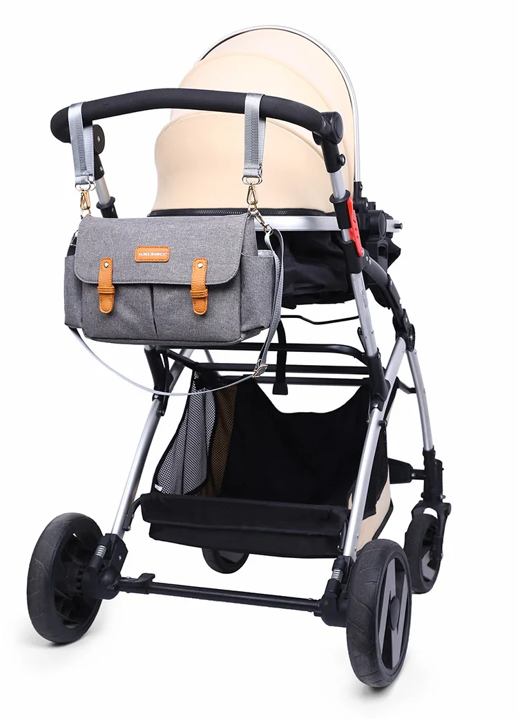 Модный подгузник для беременных, детские сумки, многофункциональная сумка для пеленания, сумки с лямками для коляски для ухода за ребенком, OEM серый