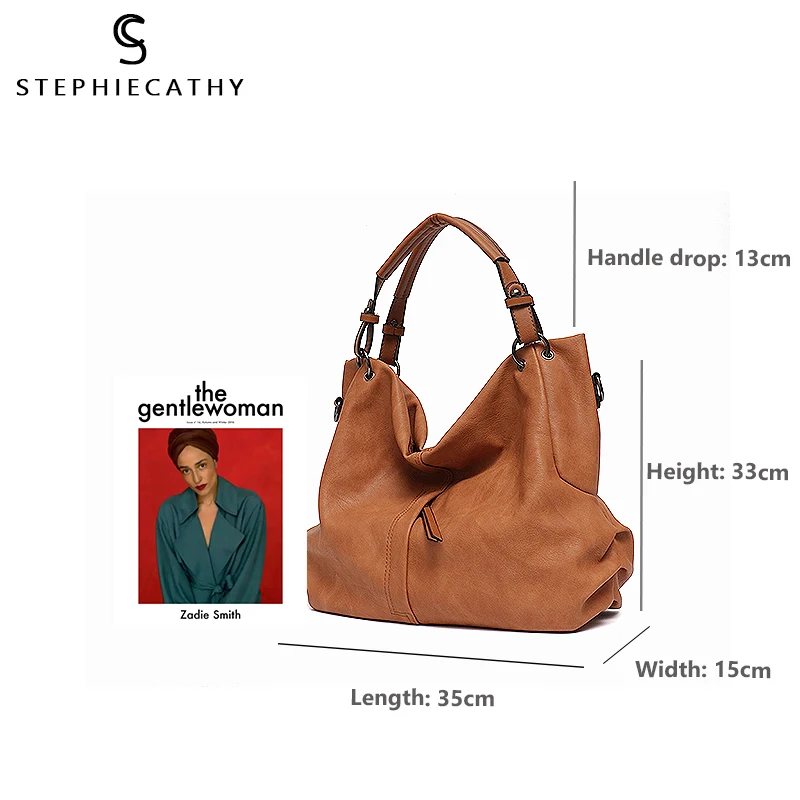  SC Big Casual Soft Tote Shoulder Bags for Women Large Vegan Leather Zipper Female Hobo High Quality - 32965090514