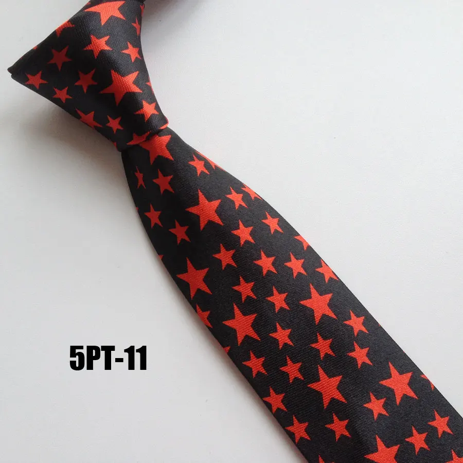 

5cm Fashion Men Narrow Ties Personality Party Neck Tie Black with Red Star