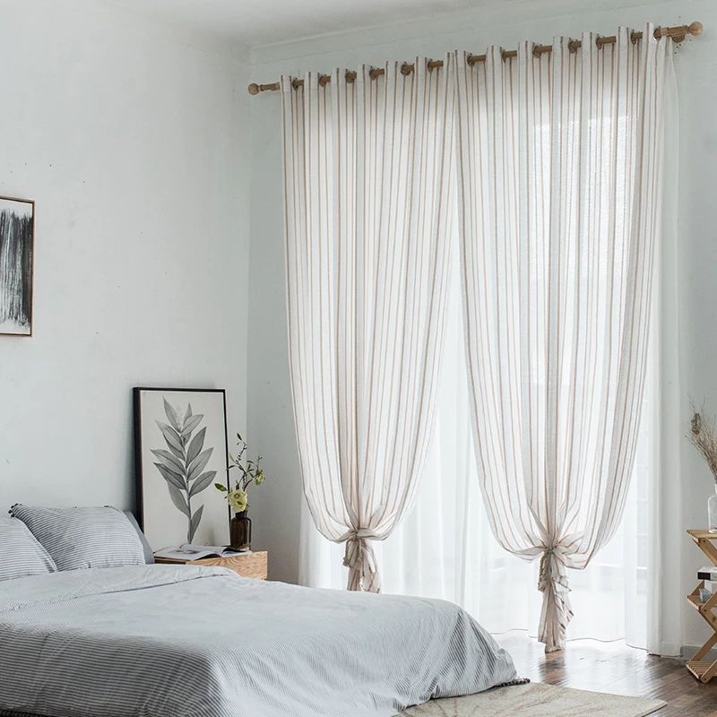 

Gray Semi Stripe Tulle Curtains for Living Room Modern Sheer Window Curtains for Bedroom Window Voile curtains Fabrics Blinds