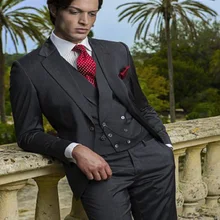 Последние конструкции пальто брюки уголь Жених Смокинги для женихов итальянский Стиль Мужская Свадебная вечеринка Костюмы Жених Костюм(куртка+ Брюки для девочек+ жилет+ галстук