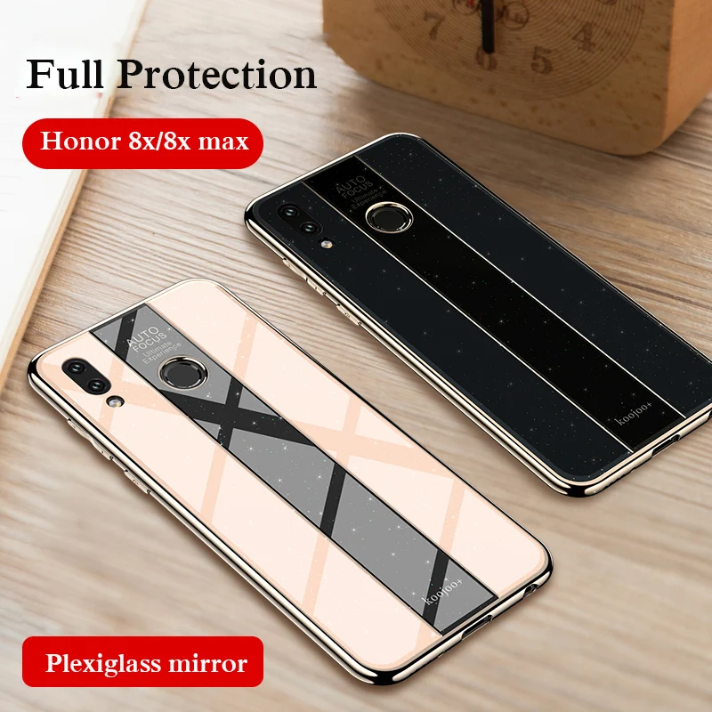 Case For Huawei Honor 8x max 8c v10 v20 Silicone Frame Plexiglass Mirror Cover for Play 9i 10 lite case |