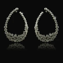 Большой Серьги белый цвет золотистый горный хрусталь кристаллы ювелирных обуви больших размеров геометрический Серьги Для женщин