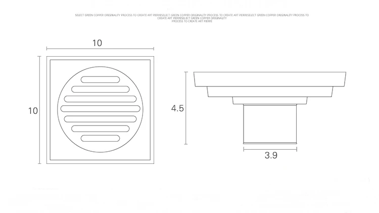 10*10 см винтажный Художественный Черный латунный ванная комната квадратный Душ пол отстойник решетка для отходов с ситечко для душа анти