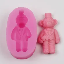 3D Медведь силиконовая форма для мыла Смола ремесло форма украшение для свадебного торта инструмент для выпечки DIY ручной работы легко вынимается форма для очистки KK31