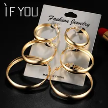 IF YOU 3 Pairs/set Wide Punk Circle Big Hoop Earrings Set For Women Earrings Round Cercle Statement Earrings Ladies Jewelry