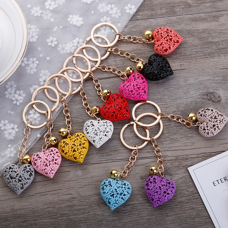 

5PCs/set Mixed color Hollow Heart pendant keychain KeyRing, Bag Pendants Decoration For Car bag Accessories Key Ring