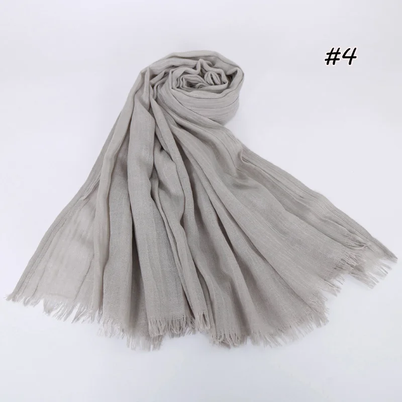 190*120cm oversize women muslim plain frayed hijab scarf femme musulman headscarf islamic shawls crinkle solid pashmina hijabs