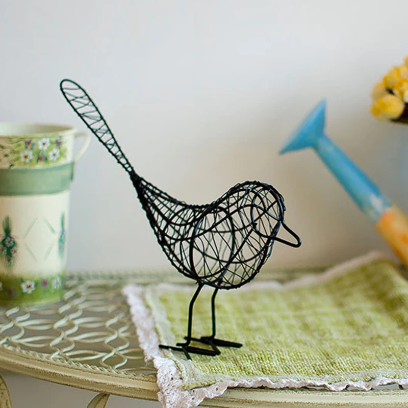 

Modern Design Iron little Bird White Black Blue Animal Figurines Home Desk Decoration Crafts