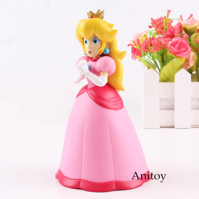 Super Mario Bro Wii Figure Princess Peach Action Figure Hair Down
