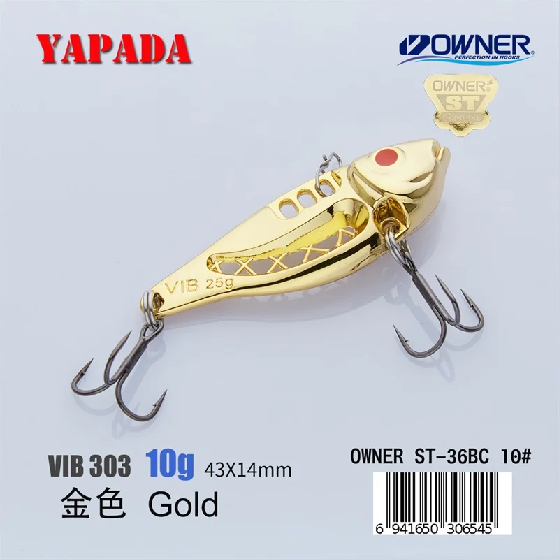 YAPADA VIB 303 Space 10 г/15 г Держатель тройной крючок 43-49 мм перо многоцветный цинковый сплав металл VIB рыболовные приманки для бас - Цвет: Gold 10g