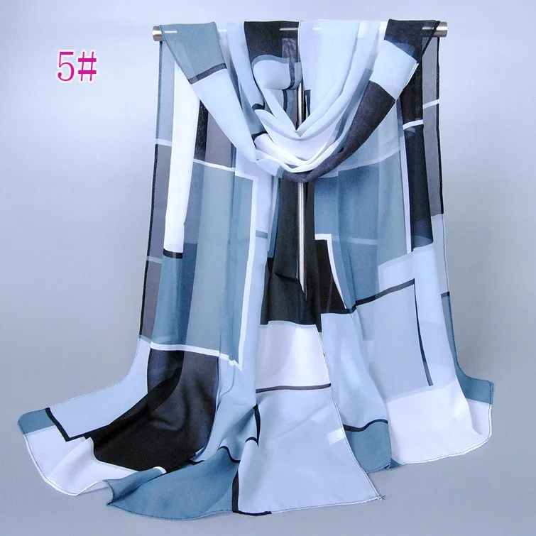

Gemetric Plaid Silk Shawl Shawl 2018 Ladies Fashion Brand Printed Chiffon Scarves 8 Color Bufandas Muslim Hijab Headwear Sjaal
