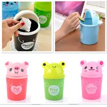 

2018 New Trumpet Desktops Mini Creative Covered Kitchen Living Room Trash Can Novel space-saving trash