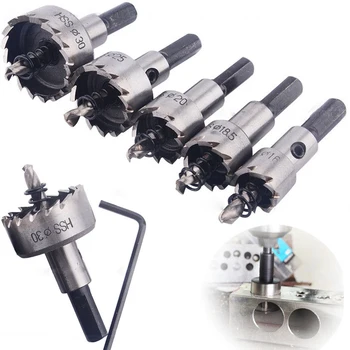 

5PCS Carbide Tip HSS Drill Bit Hole Saw Set Stainless Steel Metal Alloy 16/18.5/20/25/30mm