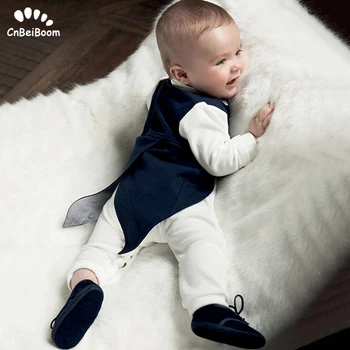 

Toddler Baby Boys Clothing Set Gentleman Long Sleeve cotton white Rompers vest Tuxedo Outfits Newborn Boys wedding Clothes Sets