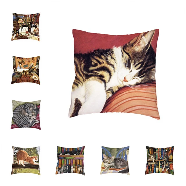 Naughty Cat Polyester Peach Skin Cushion Covers Book