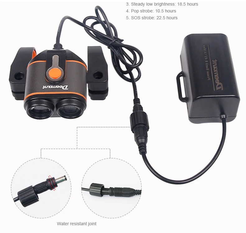 Clearance Deemount Cycling Font Lamp 8-22.5 Hours 400Lm Bicycle Headlight LED Lamp Front Lighting Flash Lantern Torch 18650 Battery Kit 14