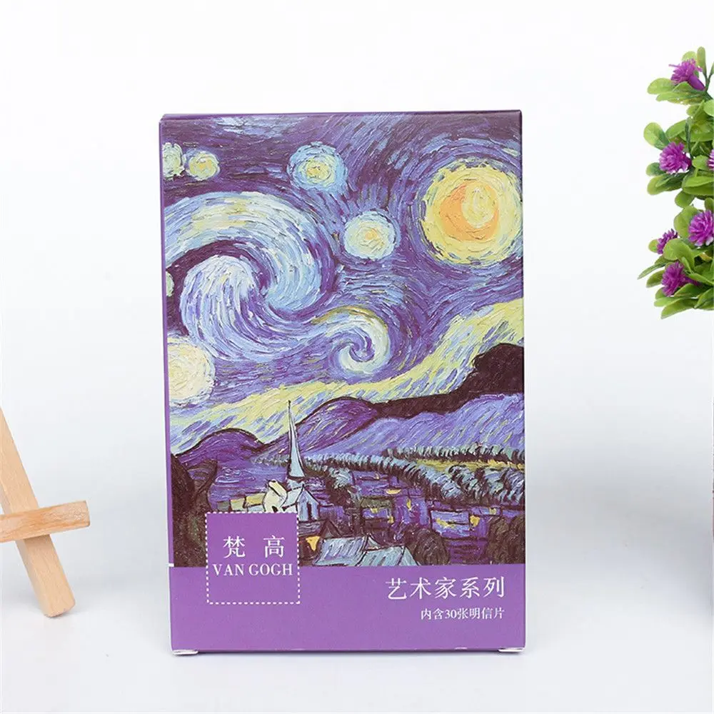 30pcs Cute Oil Painting Greeting Cards Mini Postcard Birthday Letter Paper Set Kawaii Stationary Envelope Gift Message Note Card|Бумага для