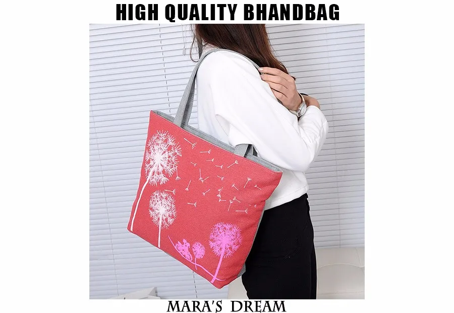 Mara's Dream, новая модная Холщовая Сумка с одуванчиком, с цветочным принтом, на молнии, женская сумка, сумки через плечо, женские сумки-мессенджеры