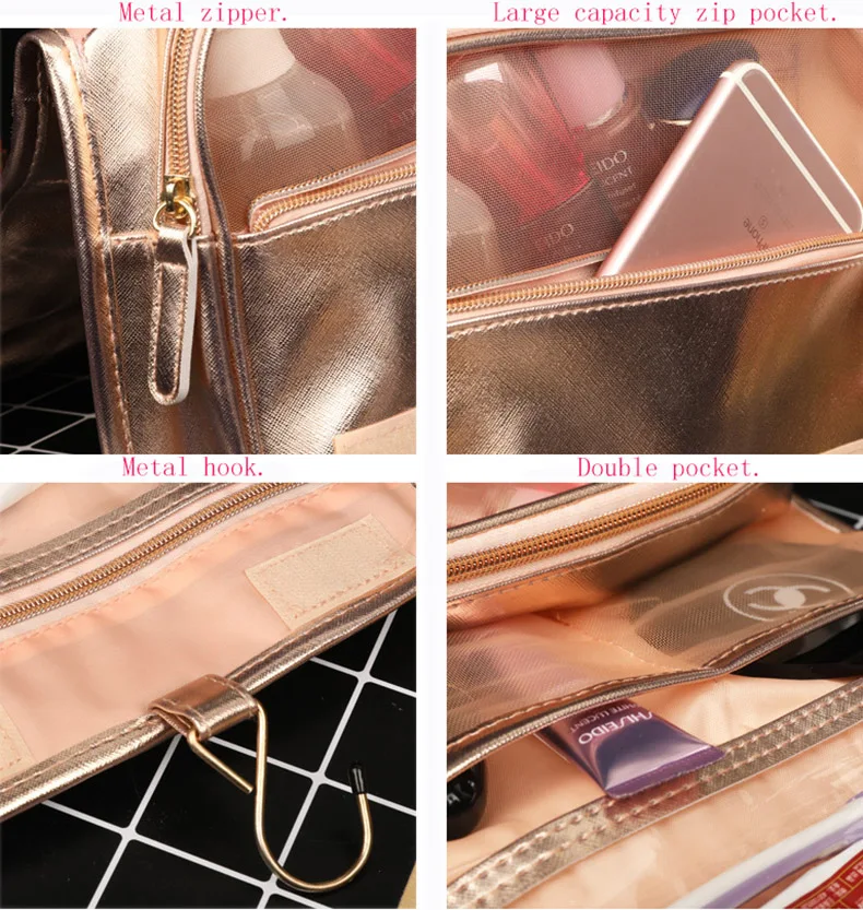 Женская сумка для макияжа из водонепроницаемого полиуретана, многофункциональная сумочка-косметичка, органайзер для путешествий, сумка