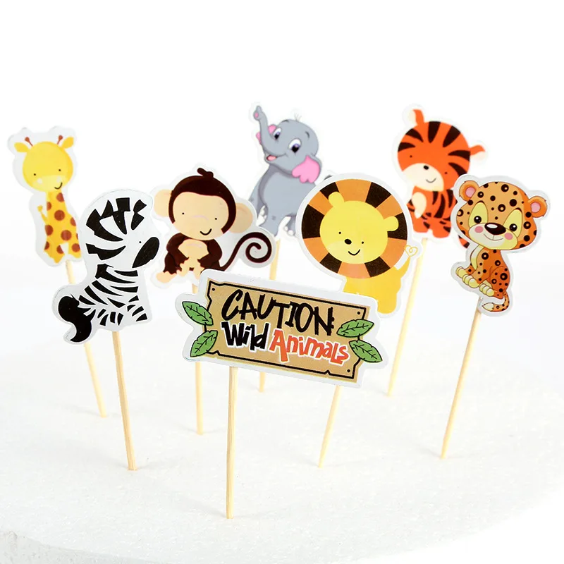 

20pcs/Lot Cute Animal Cake Insert Child Birthday Party Insert Toothpick Cake Cut Card Dinosaur Baking Decoration Wholesale