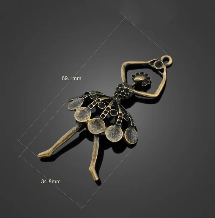 

10pcs New Antique Bronze Ballet Dancer Jewelry Charms Pendants -DIY Necklace Bracelet Metal Fashion Accessories 69.1mm X 34.8mm