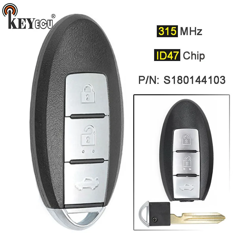 

KEYECU 315MHz ID47 P/N: S180144103 Replacement Smart Remote Key Fob 3 Button for Nissan X- Trail