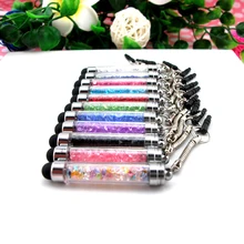 30 шт./лот Новая мода кристалл стилус для мобильного телефона для iPhone 6 4S 5G 5S+ 3,5 мм Dust Разъем Стиль Bling Ясно Сенсорный экран ручка